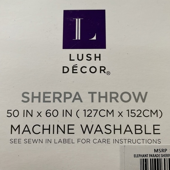 Lush Decor Elephant Sherpa Throw Blanket Home Decor 50" x 60" - Picture 11 of 14